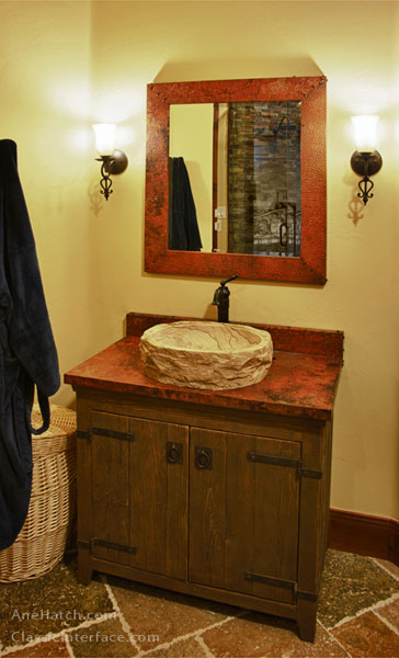single bathroom cabinet with stone sink