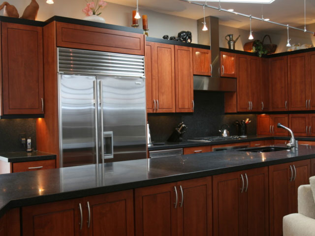 kitchen with long island