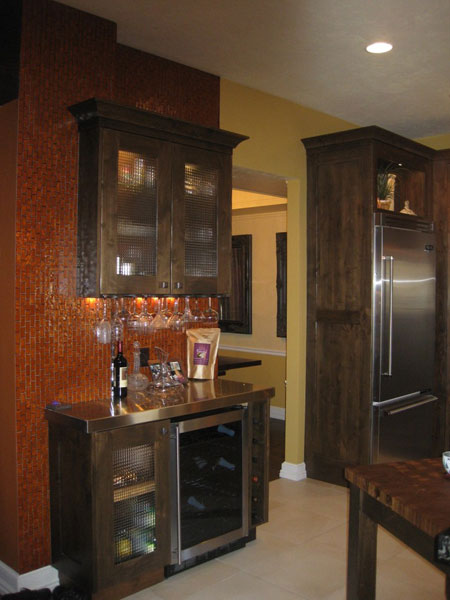 custom wine cellar in kitchen