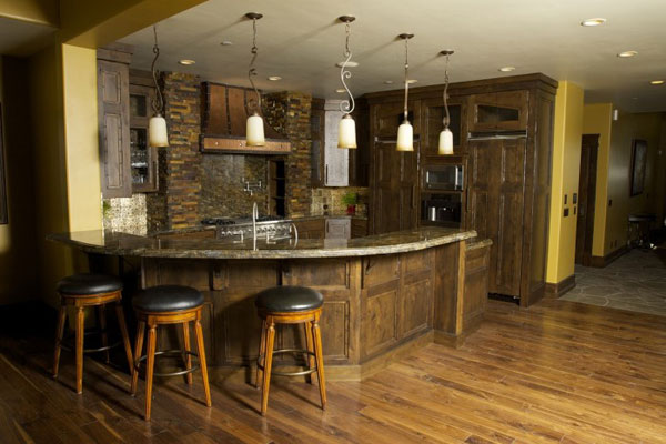 custom kitchen with bar