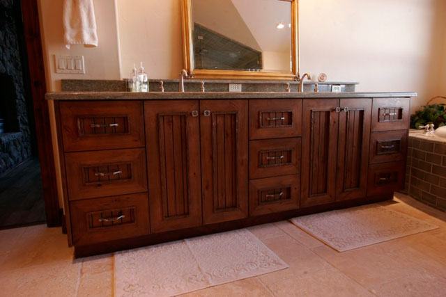 wood double bathroom cabinet