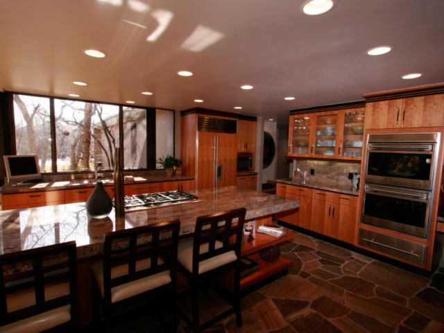 modern style kitchen and bar island